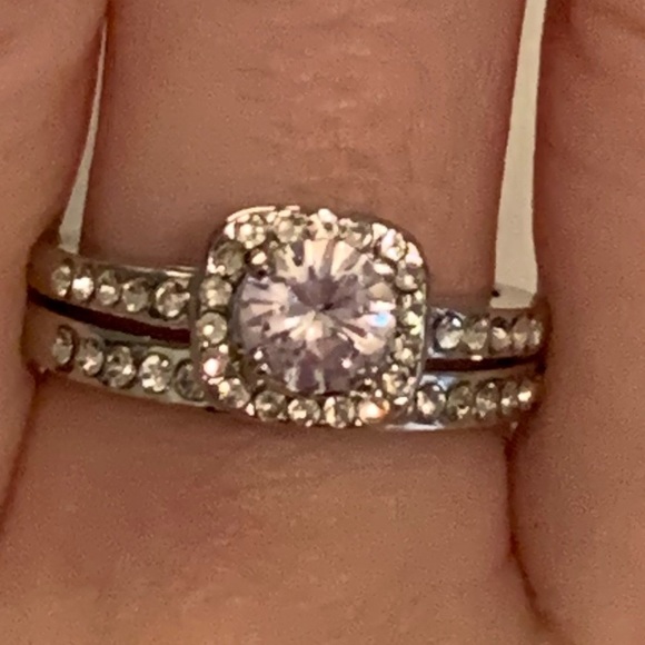 Diamond Wedding Ring & Band Set - Picture 2 of 5